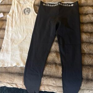 Chrome Hearts Black Leggings for Women (Top&Bottom Set)